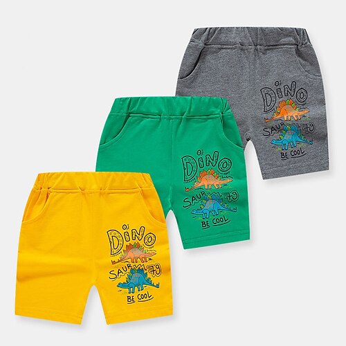 

Kids Boys Shorts Green Gray Yellow Dinosaur Spring Summer Active Sport 3-10 Years