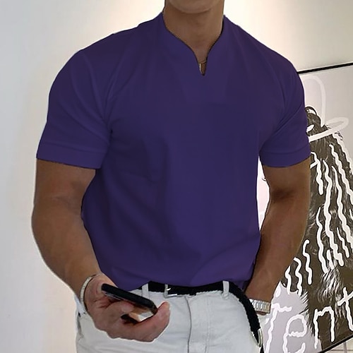  Herren T Shirt Kurzarm V Ausschnitt Sommer Einfach Sport Mode Leicht Klassicher Stil Urlaub Lässig Ferien Schwarz Weiß Rosa Top T-Shirt für Herren