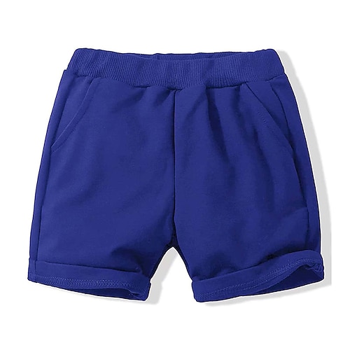

Kids Boys Shorts Black Orange Navy Blue Solid Colored Summer Basic 3-6 Years