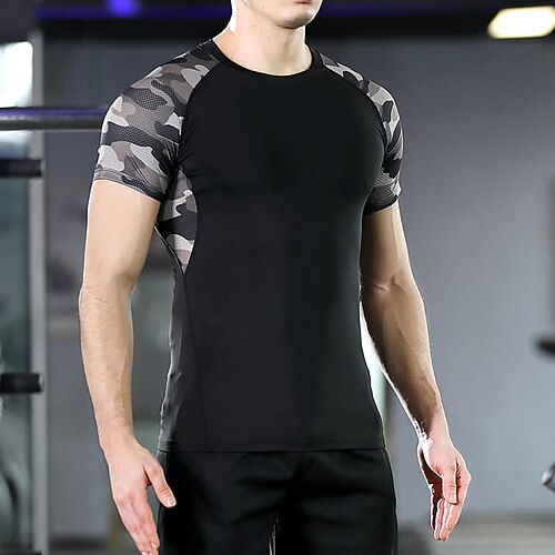 

Men's Compression Shirt Short Sleeve Compression Clothing Athletic Spandex Breathable Quick Dry Moisture Wicking Gym Workout Running Active Training Sportswear Activewear Black Army Green