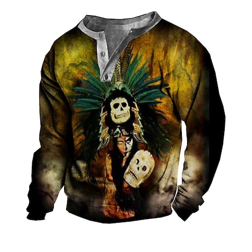 

Men's Unisex Sweatshirt Pullover Skull Graphic Prints Print Casual Daily Sports 3D Print Designer Casual Hoodies Sweatshirts Long Sleeve Yellow