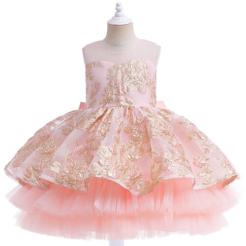 

Kids Little Girls' Dress Solid Colored Flower A Line Dress Party Special Occasion Embroidered Bow Pink Knee-length Sleeveless Princess Cute Dresses Spring Summer Slim 3-10 Years