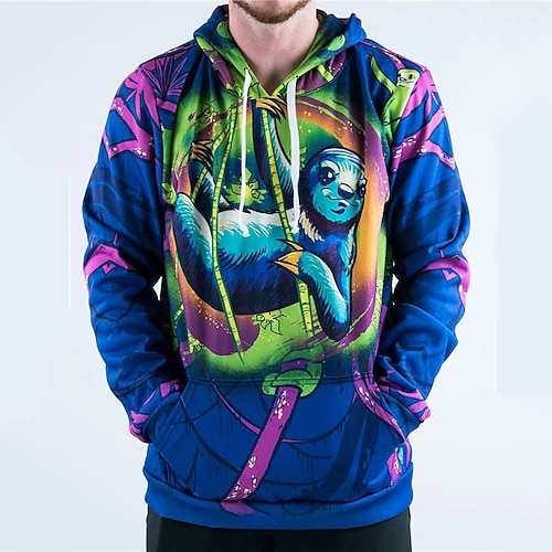 

Men's Unisex Hoodie Pullover Hoodie Sweatshirt Cartoon Graphic Prints Print Hooded Sports Outdoor Daily Sports 3D Print Basic Casual Hoodies Sweatshirts Long Sleeve Blue