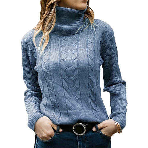 

damen pullover jumper häkeln strick gestrickt einfarbig rollkragen stylish lässig alltag ausgehen herbst winter braun xl