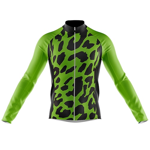 

Men's Cycling Jersey Long Sleeve Bike Jersey with 3 Rear Pockets Mountain Bike MTB Road Bike Cycling Cycling Breathable Ultraviolet Resistant Quick Dry Green Black Polyester Sports Clothing Apparel