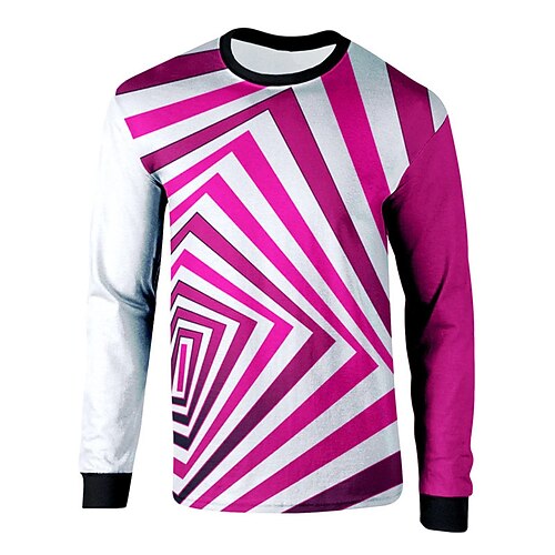 

Men's Unisex T shirt Tee 3D Print Abstract Graphic Prints Crew Neck Street Daily Print Long Sleeve Tops Basic Casual Big and Tall Sports Pink
