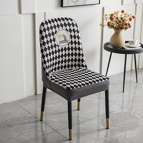 

Stretch Dining Chair Cover Slipcover Houndstooth for Living Room Party Wedding Christmas Decoration Spandex Fabric Machine Washable