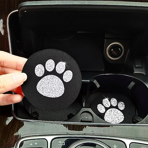 

2pcs Car Console Cup Coaster Bling Keep Car Clean Durable Fabric Neoprene For SUV Truck Van