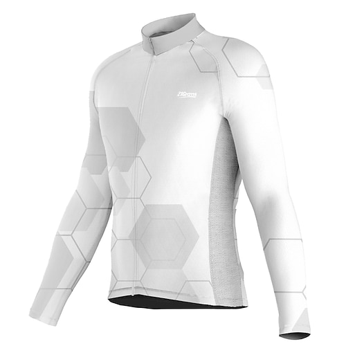 

21Grams Men's Cycling Jersey Long Sleeve Bike Top with 3 Rear Pockets Mountain Bike MTB Road Bike Cycling Breathable Quick Dry Moisture Wicking Reflective Strips White Geometic Polyester Spandex