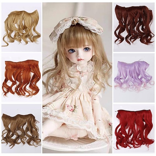 

6inch Curly Heat Resistant Doll Hair Wefts for DIY 1/3 1/4 1/6 BJD SD Doll Wigs rerooting Doll Hair kitDoll Hair wefts Craft Wool Hair Doll Hair rerooting Doll Hair Wig