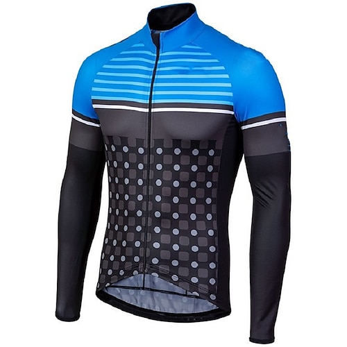 

21Grams Men's Cycling Jersey Long Sleeve Bike Top with 3 Rear Pockets Mountain Bike MTB Road Bike Cycling Breathable Quick Dry Moisture Wicking Reflective Strips Black Stripes Geometic Polyester