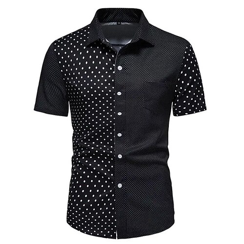 

Men's Shirt 3D Print Polka Dot Turndown Street Casual Button-Down Print Short Sleeves Tops Designer Casual Vintage Retro Black / Summer