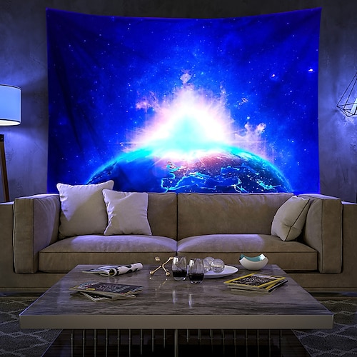 

Blacklight UV Reactive Wall Tapestry Galaxy Art Decor Blanket Curtain Hanging Home Bedroom Decoration Polyester