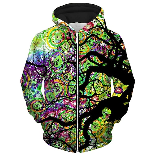 

Hombre Unisexo Sudadera con capucha y cremallera completa Chaqueta Verde Trébol Con Capucha Árbol Estampados Cremallera Estampado Deporte Diario Deportes Impresión 3D Básico Ropa de calle Casual