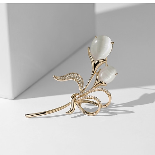 

Women's Brooches Flower Shape Stylish Brooch Jewelry Golden White For Wedding Daily