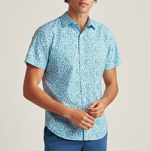 

Men's Shirt 3D Print Floral Turndown Street Casual Button-Down Print Short Sleeve Tops Casual Fashion Breathable Blue / Summer