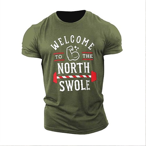 

Men's Unisex T shirt Tee Letter Crew Neck Army Green Print Outdoor Street Short Sleeve Print Clothing Apparel Sports Designer Casual Big and Tall / Summer / Summer