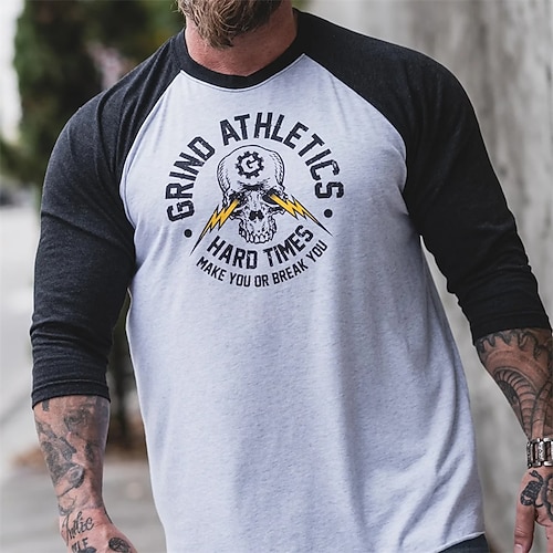 

Men's T shirt Tee Graphic Letter Crew Neck White Long Sleeve Hot Stamping Street Daily Print Tops Fashion Casual Comfortable Big and Tall / Sports