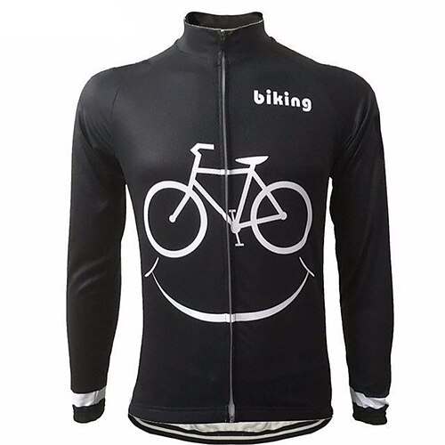 

21Grams Men's Cycling Jersey Long Sleeve Bike Top with 3 Rear Pockets Mountain Bike MTB Road Bike Cycling Breathable Quick Dry Moisture Wicking Reflective Strips Black Graphic Polyester Spandex Sports