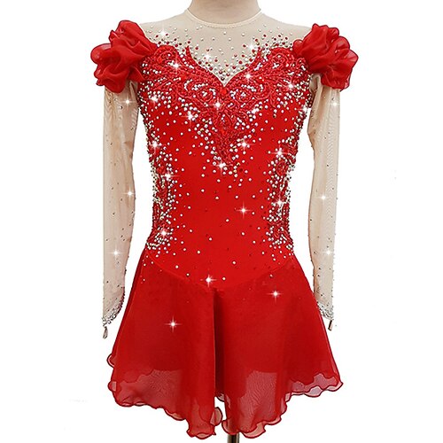 

Figure Skating Dress Women's Girls' Ice Skating Dress Black Purple Yellow Open Back Spandex High Elasticity Training Competition Skating Wear Handmade Crystal / Rhinestone Short Sleeve Ice Skating