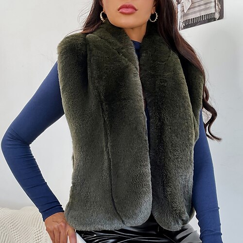 

Women's Vest Warm Breathable Outdoor Daily Wear Vacation Going out Print Cardigan Stand Collar Modern Comfortable Street Style Solid Color Regular Fit Outerwear Sleeveless Winter Fall Green S M L XL