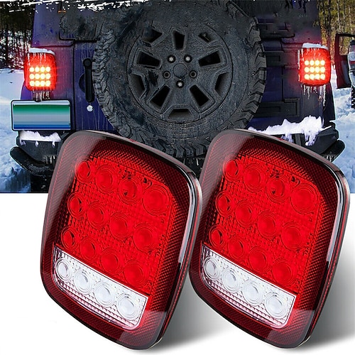 

OTOLAMPARA SUV Truck Tail Light for Jeep Wrangler TJ CJ YJ JK 16LED Tail Light Rear Lamps Brake Reverse Turn Signal Daytime Running Lights 2PCS