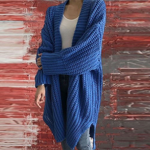 

Women's Cardigan Sweater Jumper Chunky Knit Knitted Pure Color Cowl Stylish Vintage Style Outdoor Daily Winter Fall Blue Black One-Size / Long Sleeve / Casual / Regular Fit / Going out