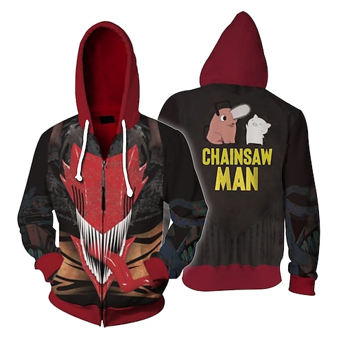 

Inspired by Chainsaw Man Denji Cartoon Manga Outerwear Anime Front Pocket Graphic Outerwear For Women's Adults' 3D Print 100% Polyester