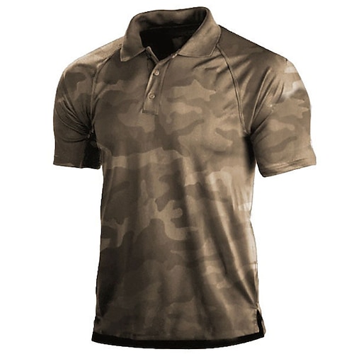

Men's Collar Polo Shirt Golf Shirt Camouflage Camo / Camouflage Turndown Green Khaki 3D Print Outdoor Casual Short Sleeve Button-Down Print Clothing Apparel Fashion Casual Comfortable / Sports