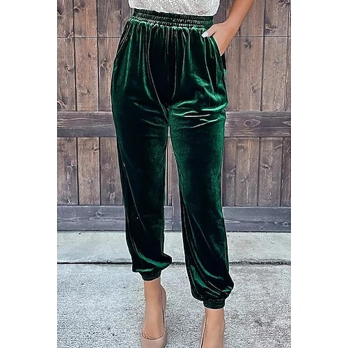 

Mujer Pantalones de Deporte Persona que practica jogging Pantalones Terciopelo Verde Trébol Azul Piscina Rojo Media cintura Casual Ropa Deportiva Casual Fin de semana Bolsillos laterales Microelástico