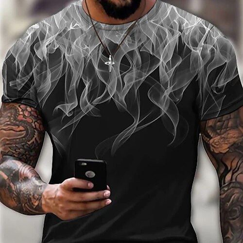 

Men's Unisex T shirt Tee Graphic Prints Flame Crew Neck Black 3D Print Outdoor Street Short Sleeve Print Clothing Apparel Sports Casual Big and Tall / Summer / Summer