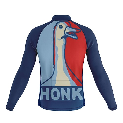 

21Grams Men's Cycling Jersey Long Sleeve Bike Top with 3 Rear Pockets Mountain Bike MTB Road Bike Cycling Breathable Quick Dry Moisture Wicking Reflective Strips Dark Navy Animal Honk Your Horn