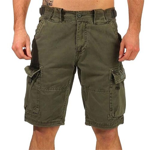 

Men's Classic Style Retro Vintage Shorts Cargo Shorts Multiple Pockets Knee Length Pants Casual Daily Solid Color Cotton Blend Comfort Breathable Mid Waist ArmyGreen M L XL XXL 3XL