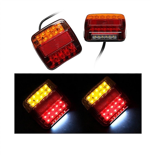 

OTOLAMPARA 1 Pair Multi-functional Truck Tail Light DC 12V 24V LED Trailer Tail Light Left and Right Taillight Truck Brake Stop Light Turn Signal Number Plate Lamp Car Van Lamp