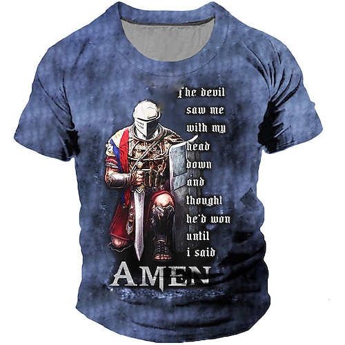 

Men's Unisex T shirt Tee Templar Cross Graphic Prints Soldier Crew Neck Light Purple Green Blue Coffee Gray 3D Print Outdoor Street Short Sleeve Print Clothing Apparel Vintage Sports Designer Casual