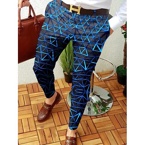 

Men's Chinos Trousers Jogger Pants Print Geometry Full Length Casual Daily Trousers Smart Casual Black Micro-elastic