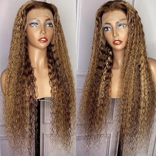 

Remy Human Hair 13x4 Lace Front Wig Free Part Brazilian Hair Curly Multi-color Wig 130% 150% Density with Baby Hair Highlighted / Balayage Hair Natural Hairline 100% Virgin Pre-Plucked For Women wigs