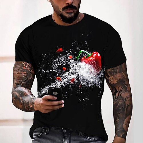 

Men's T shirt Tee Tee Graphic Round Neck Black Short Sleeve 3D Print Casual Daily 3D Print Tops Fashion Cool Designer Comfortable / Summer / Summer
