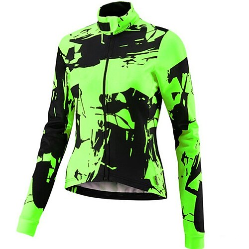 

21Grams Men's Cycling Jersey Long Sleeve Bike Top with 3 Rear Pockets Mountain Bike MTB Road Bike Cycling Breathable Quick Dry Moisture Wicking Reflective Strips Green Purple Yellow Graphic Polyester