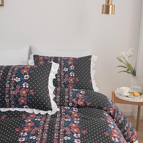 

3-Piece Floral Printed Duvet Cover Set Hotel Bedding Sets Comforter Cover, Include 1 Duvet Cover, 2 Pillowcases for Double/Queen/King(1 Pillowcase for Twin/Single)