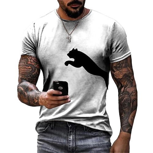 

Homme Unisexe T shirt Tee Animal Imprimés Photos Col Ras du Cou Gris Noir 3D effet Extérieur Plein Air Manches Courtes Imprimer Vêtement Tenue Rétro Vintage Sportif Casual Grand et grand / Eté / Eté