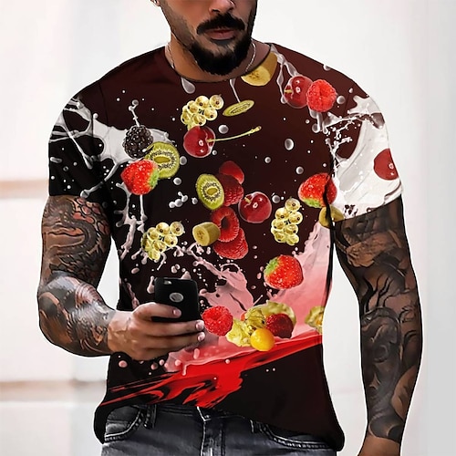 

Men's T shirt Tee Tee Graphic Round Neck Red Short Sleeve 3D Print Casual Daily 3D Print Tops Fashion Cool Designer Comfortable / Summer / Summer