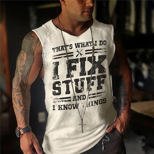 

Men's Unisex T shirt Tee 3D Print Graphic Prints Letter V Neck Street Daily Print Sleeveless Tops Designer Casual Big and Tall Sports White / Summer