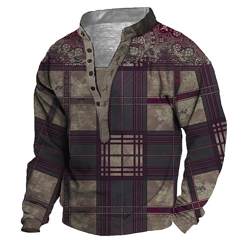 

Men's Unisex Sweatshirt Pullover Plaid Checkered Graphic Prints Tartan Print Casual Daily Sports 3D Print Designer Casual Hoodies Sweatshirts Coffee