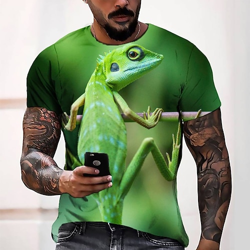 

Men's T shirt Tee Tee Graphic Round Neck Green Blue Yellow Red Short Sleeve 3D Print Casual Daily 3D Print Tops Fashion Cool Designer Comfortable / Summer / Summer