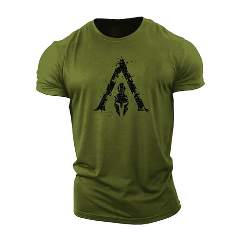 

Men's Unisex T shirt Tee Hot Stamping Geometric Graphic Prints Crew Neck Street Daily Print Short Sleeve Tops Designer Casual Big and Tall Sports Army Green / Summer / Summer