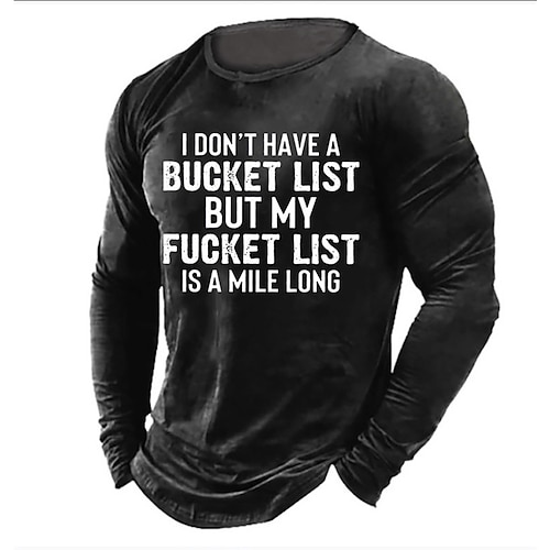 

Men's Unisex T shirt Tee 3D Print Graphic Prints Letter Crew Neck Street Daily Print Long Sleeve Tops Designer Basic Casual Big and Tall Black