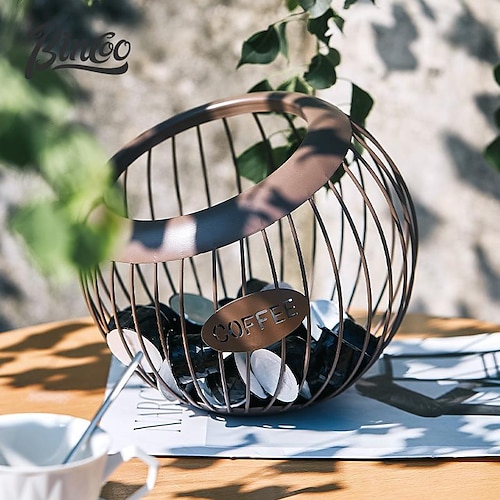 

nordic wrought iron capsule coffee storage rack metal large-capacity universal coffee storage basket desktop debris storage box