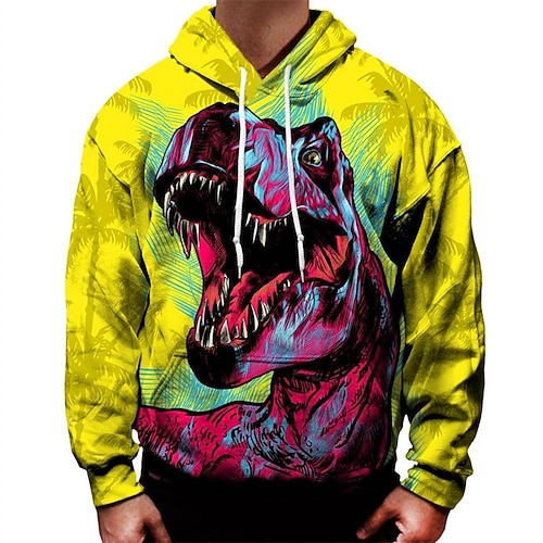 

Men's Unisex Hoodie Pullover Hoodie Sweatshirt Graphic Prints Dinosaur Print Hooded Daily Sports 3D Print Designer Casual Hoodies Sweatshirts Long Sleeve Yellow