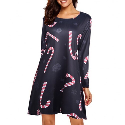 

Women's Casual Dress A Line Dress Short Mini Dress White Black Blue Yellow Red Navy Blue Long Sleeve Print Geometric Animal Print Fall Winter Crew Neck Casual Mature 2022 S M L XL XXL 3XL 4XL 5XL